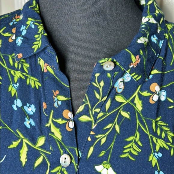 J. Jill Dark Blue Floral Long Sleeve Dress - Picture 5 of 10